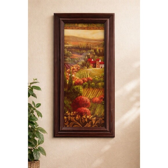 Other - Framed Tuscan Countryside Landscape Wall Art Vineyard Farmhouse Rustic De